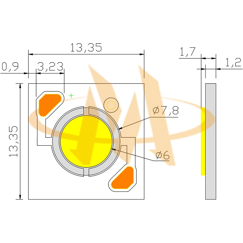 COB LED B1313G01 Mechanical Dimensions