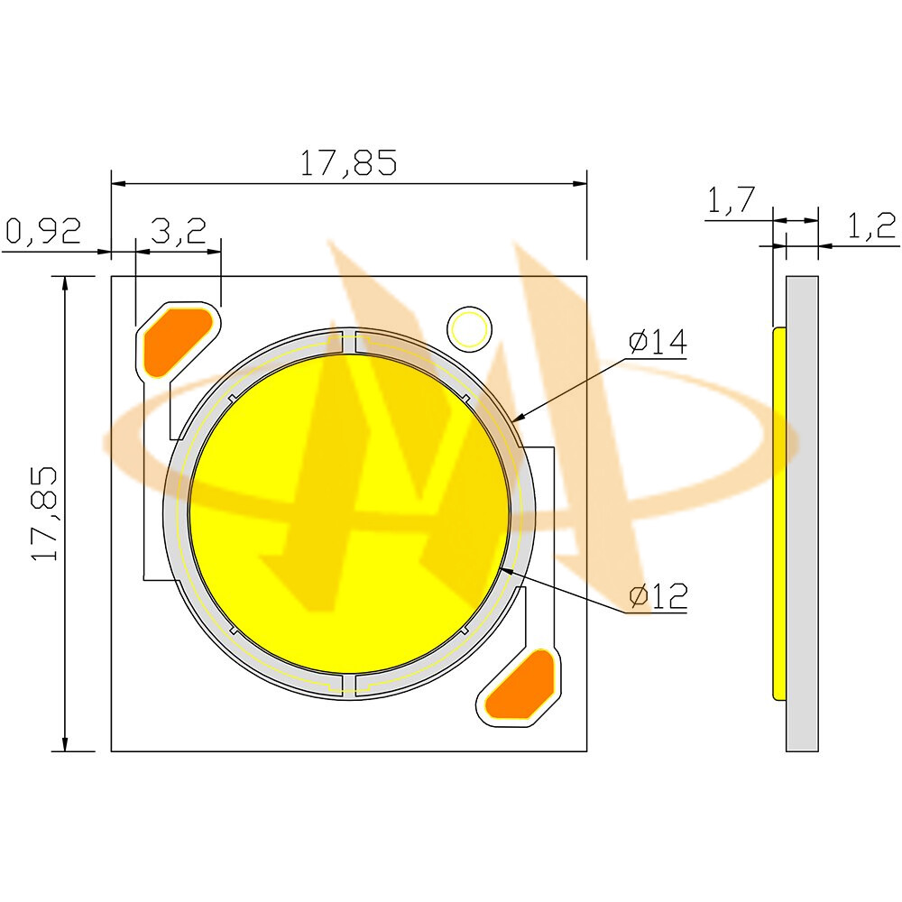 COB LED B1818G01 Mechanical Dimensions